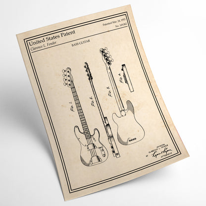 Affiche décoration Guitare basse Fender