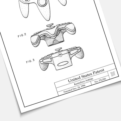 Affiche brevet Manette Nintendo 64
