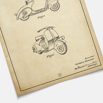 Affiche brevet Scooter Vespa