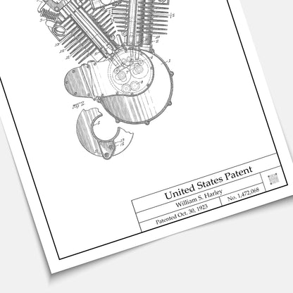 Affiche brevet Moteur Harley Davidson