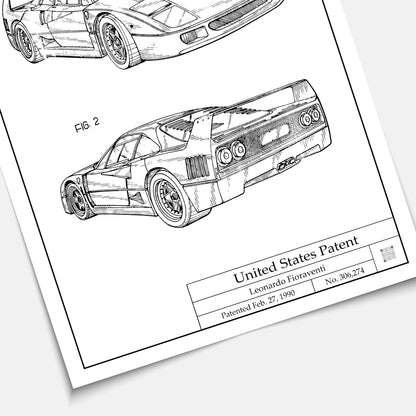 Affiche brevet Ferrari F40