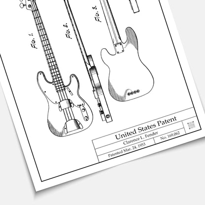 Affiche brevet Guitare Basse Fender