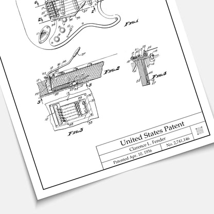 Affiche brevet Guitare Trémolo Fender