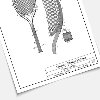 Affiche brevet Raquette de Tennis