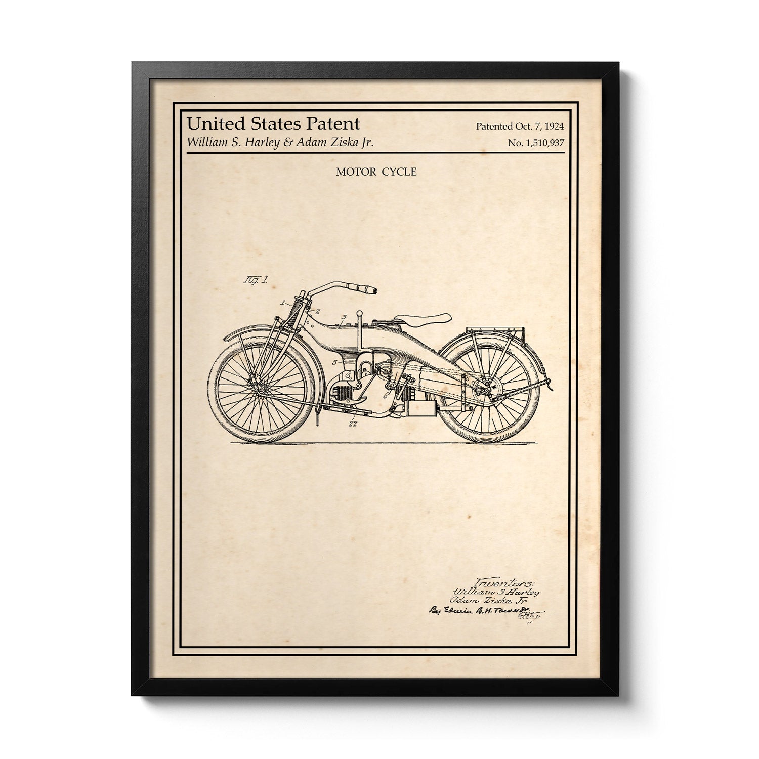 Cadre poster Harley 1924 vintage