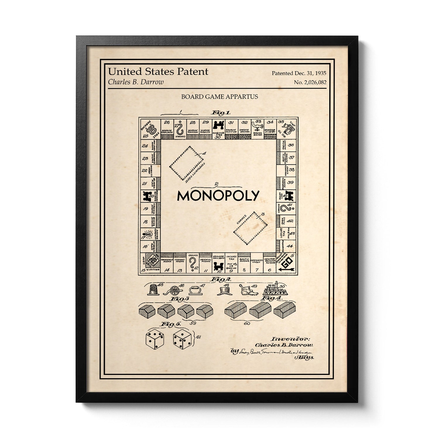 Cadre poster Monopoly vintage