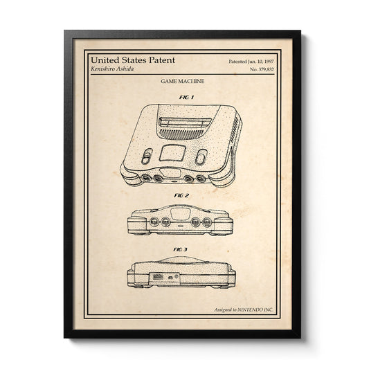 Cadre poster Nintendo 64 vintage