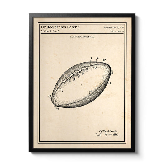 Cadre poster ballon rugby vintage