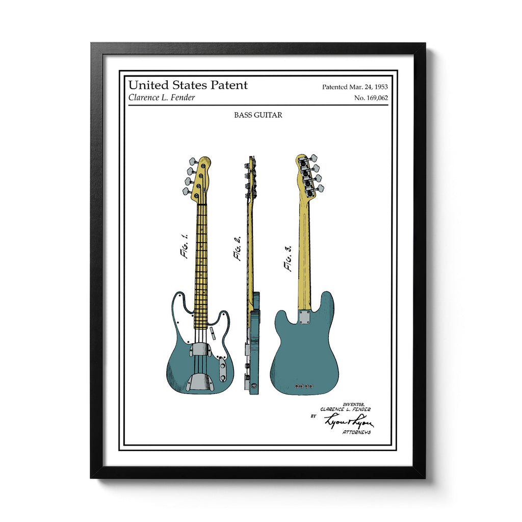 Cadre poster basse fender couleur