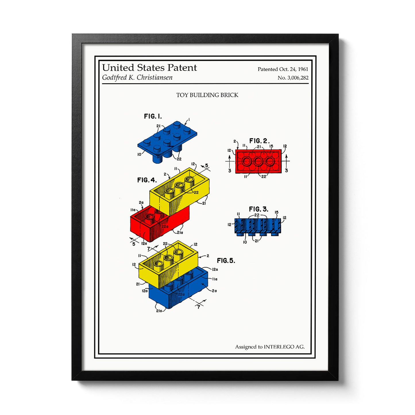 Cadre poster brique Lego couleur