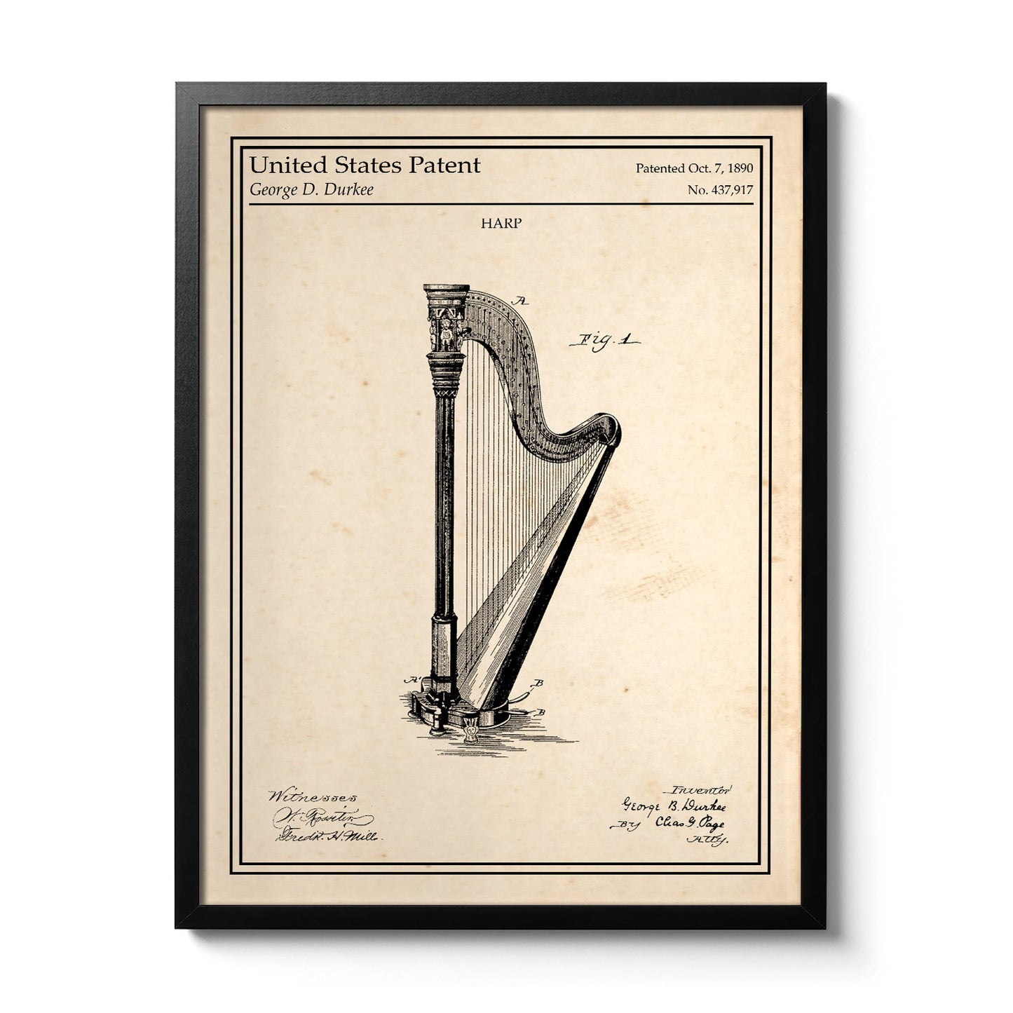 Cadre poster harpe vintage
