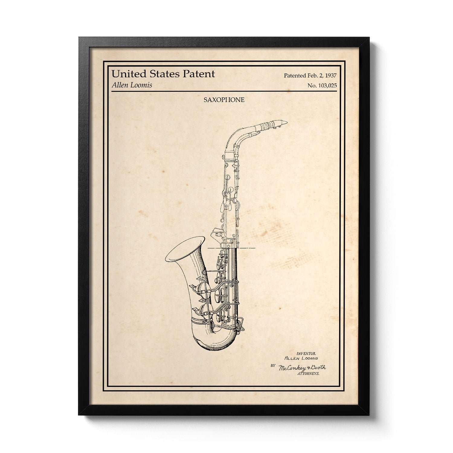 Cadre poster Saxophone vintage
