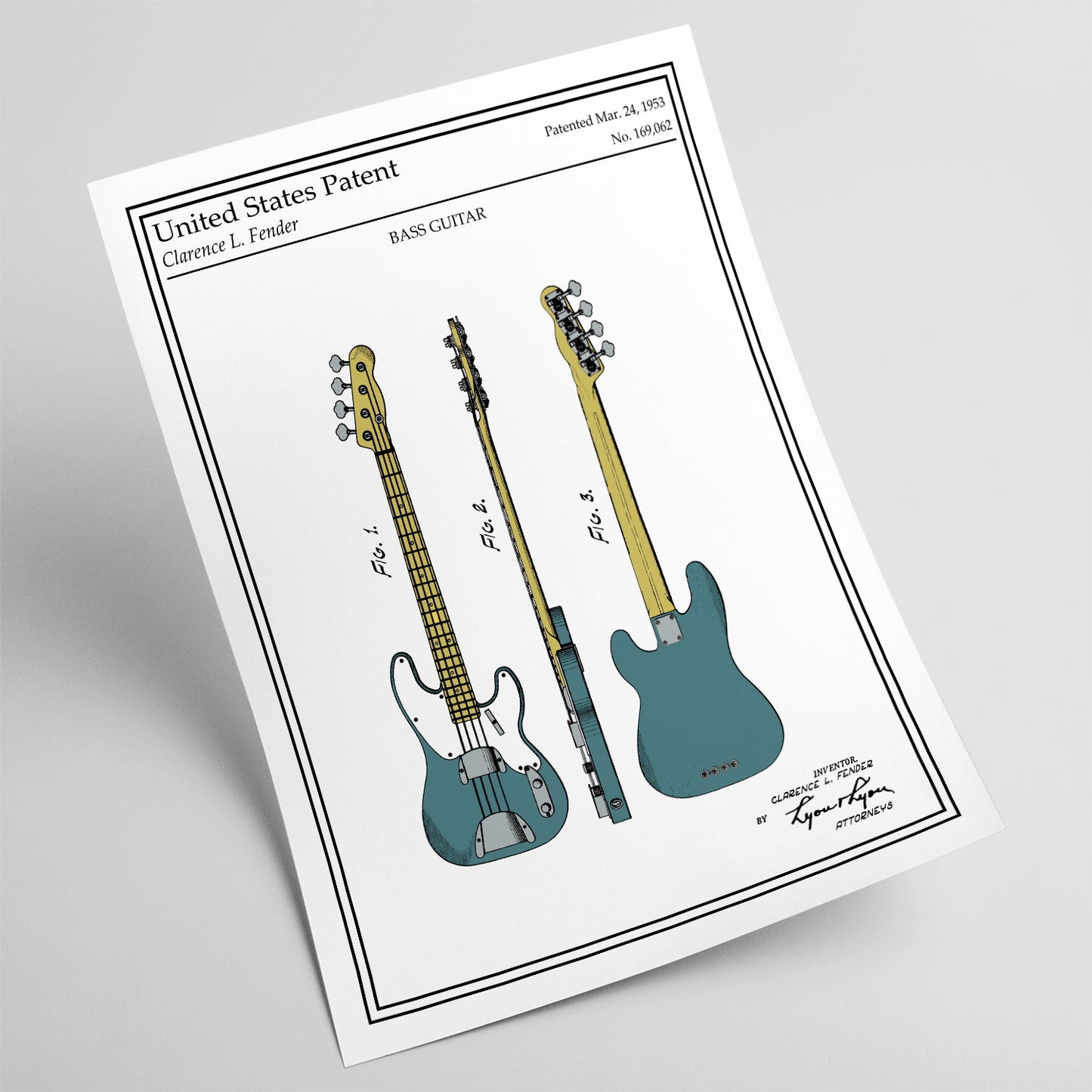 Affiche décoration basse guitare Fender